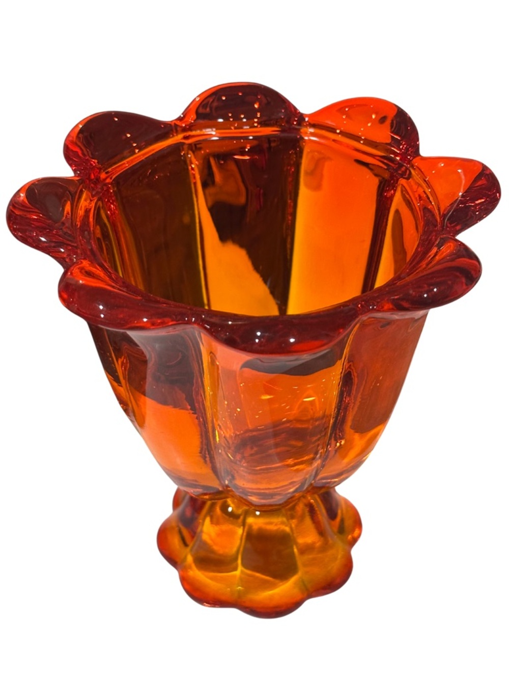 Rare Vintage Viking Glass Tall Candy Dish Amberina Mcm With Lid - Picture 3 of 6